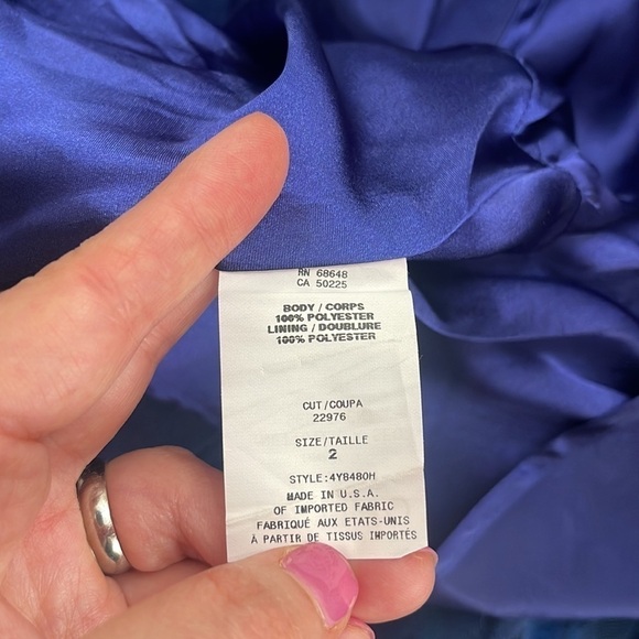 ABS By Allen Scwartz Navy & Green 'Blue Lagoon' Jacquard Strapless dress size 2 - Picture 11 of 12